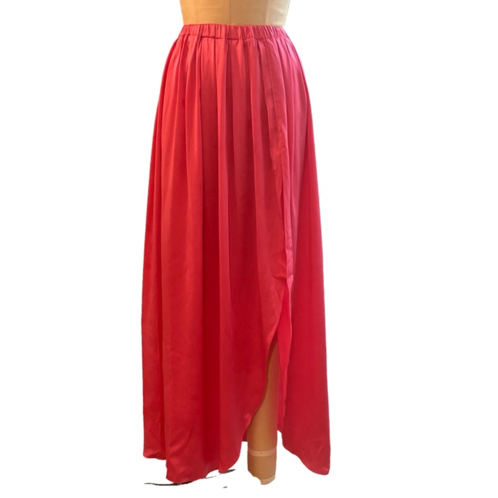 Sablyn Silk Midi Skirt Front Slit in Pink Size S - Picture 2 of 7